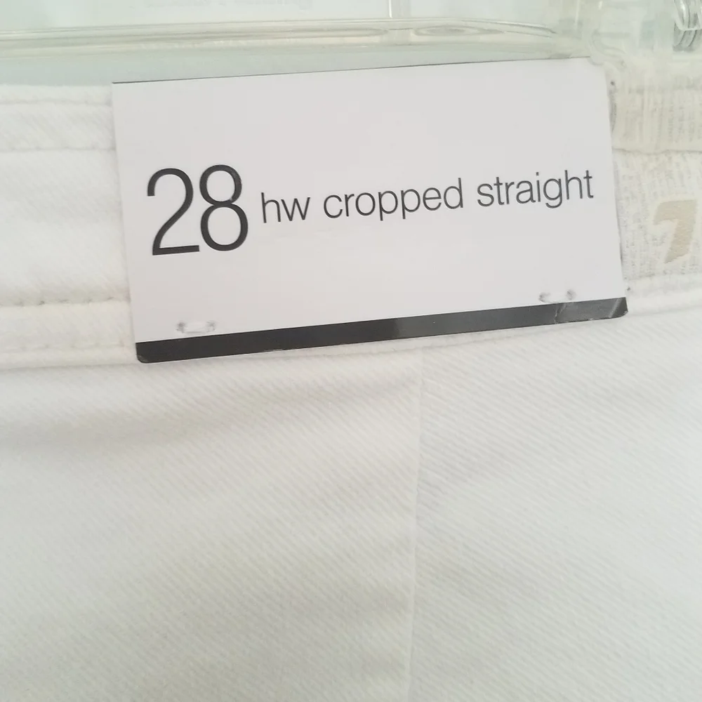 7 For All Mankind High Waisted Cropped Straight in Clean White Size 28 - Picture 11 of 13